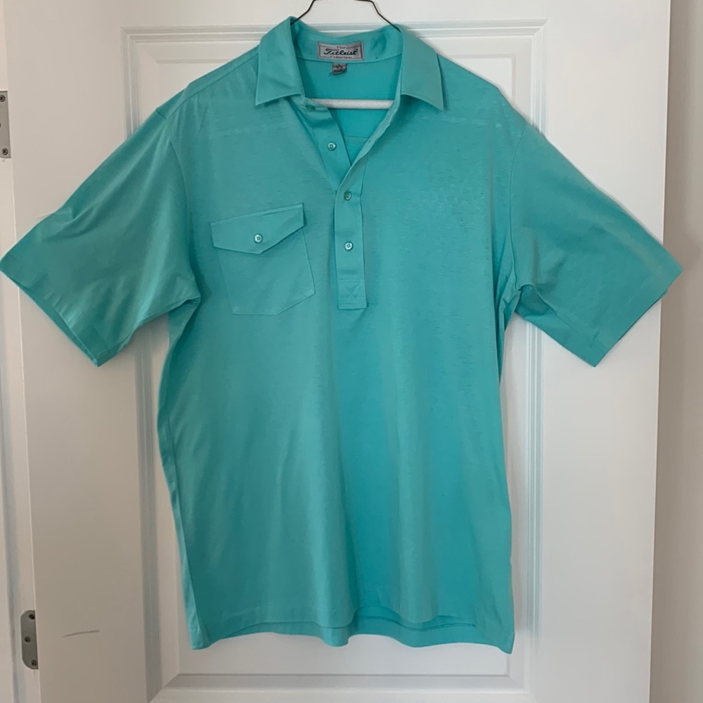 Mens Large The Titleist Collection Turquoise Polo Used